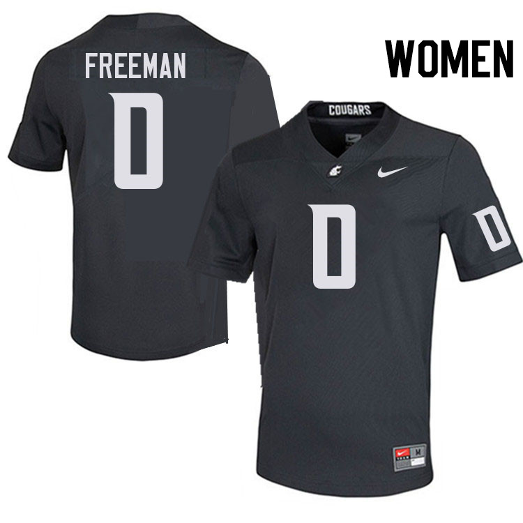 Women #0 Tony Freeman Washington State Cougars College Football Jerseys Stitched-Charcoal